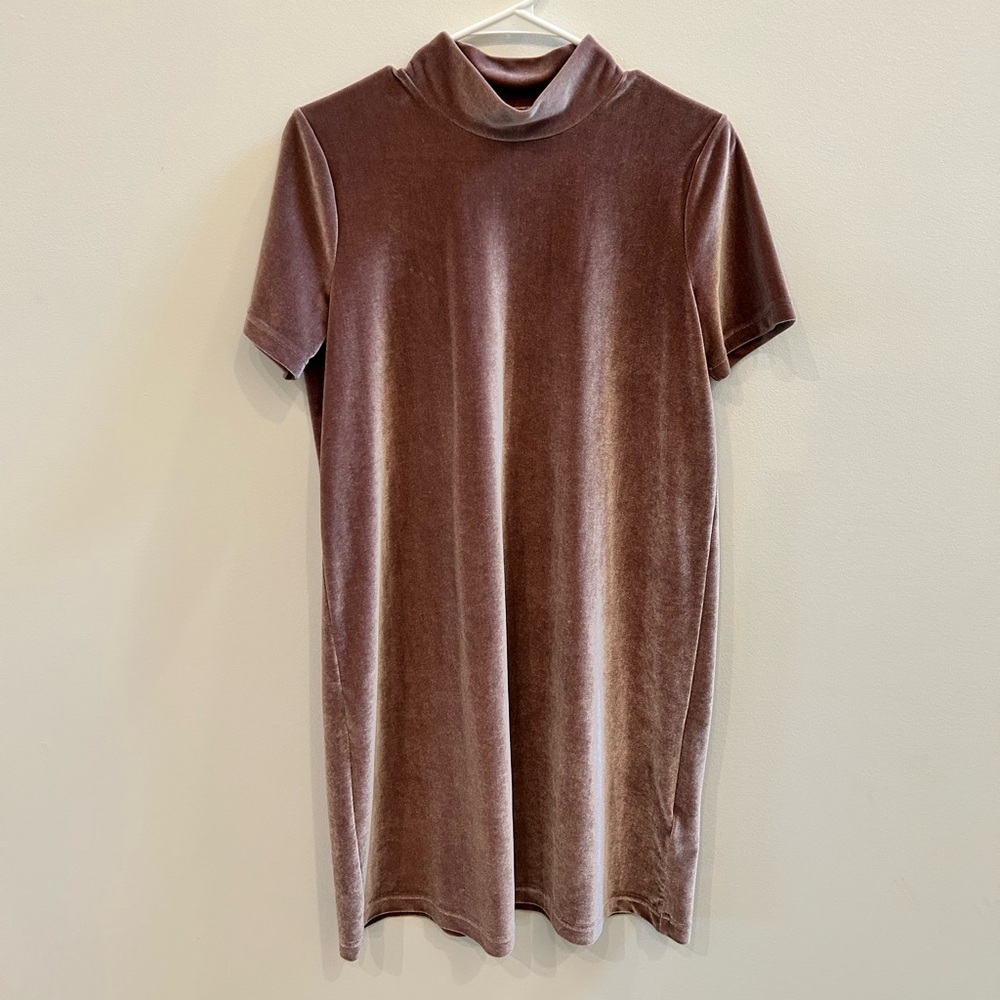 Madewell Champagne Velvet Short Sleeve Crewneck Dress Size M